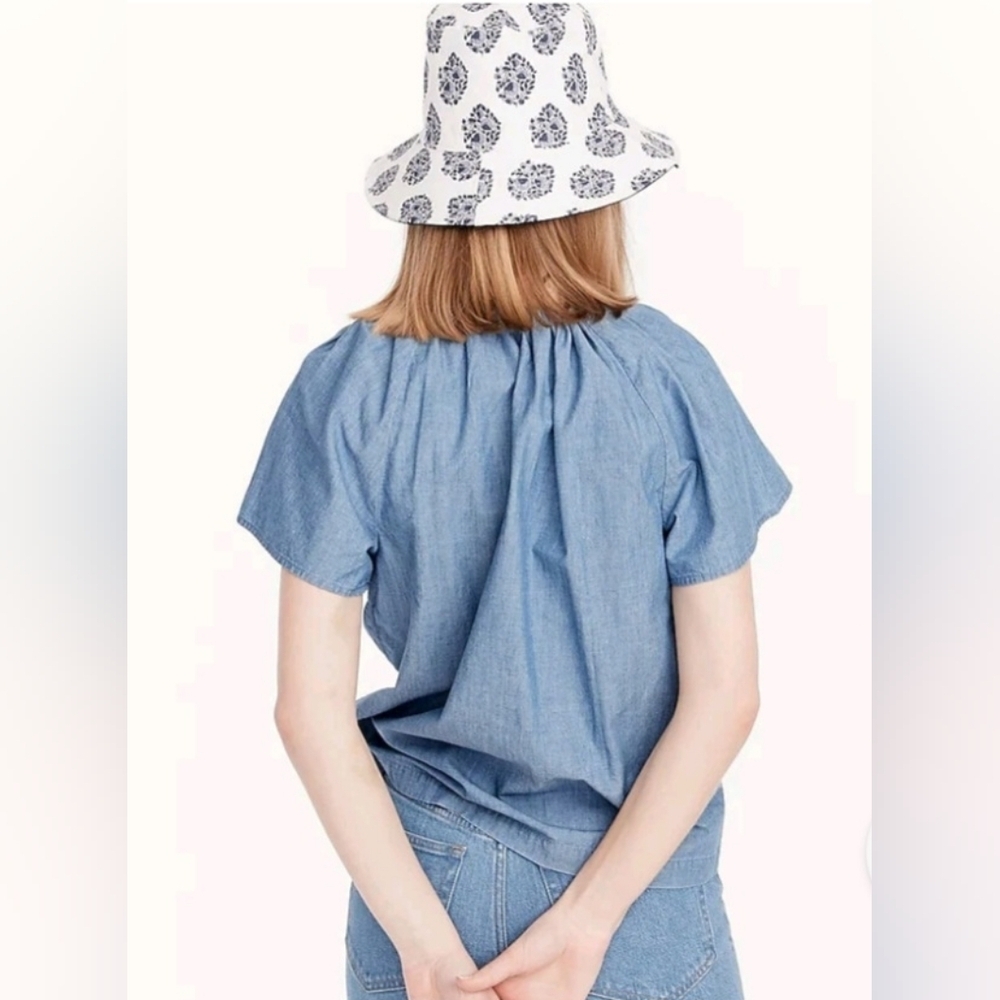 J.Crew* Cranbury Tie-neck Cotton-Poplin Top - Size Large - Picture 6 of 11